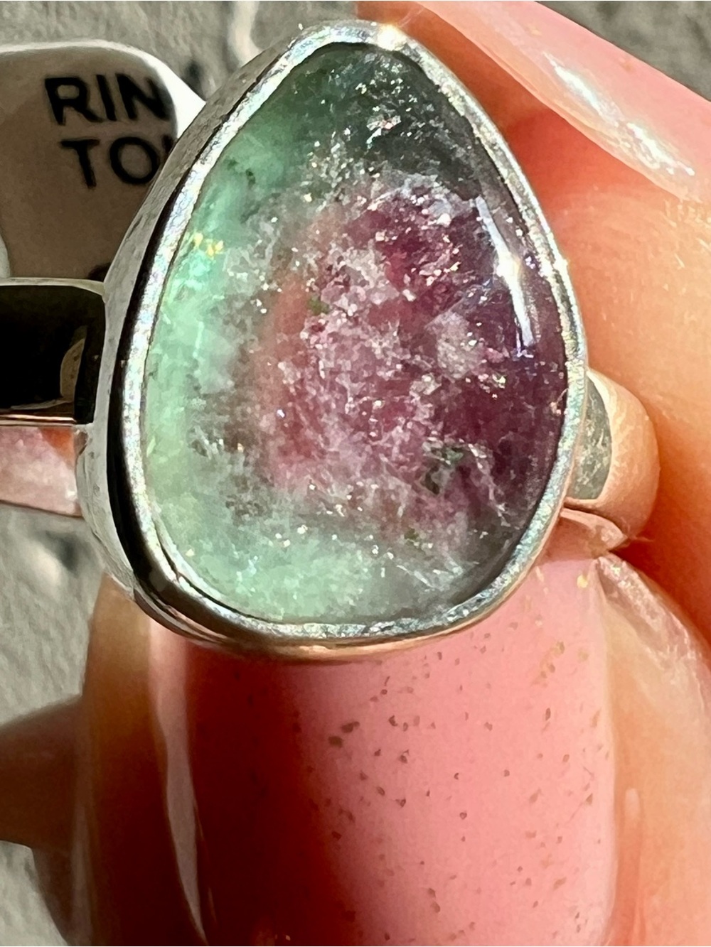 Watermelon Tourmaline Ring - Adjustable